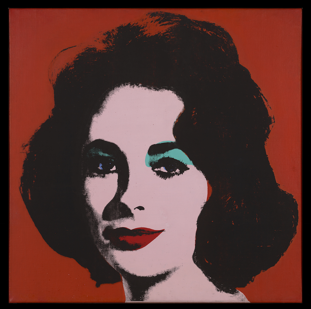 Andy Warhol, Liz #6 [Early Colored Liz], 1963. Acrylic and silkscreen ink on linen, 40 x 40 in. San Francisco Museum of Modern Art; fractional purchase and bequest of Phyllis C. Wattis. © The Andy Warhol Foundation for the Visual Arts, Inc. / Artists Rights Society (ARS), New York.